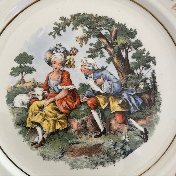 Set of Six Vintage 1950s Small Menuet 22K Gold Plates - Picture 2 of 16